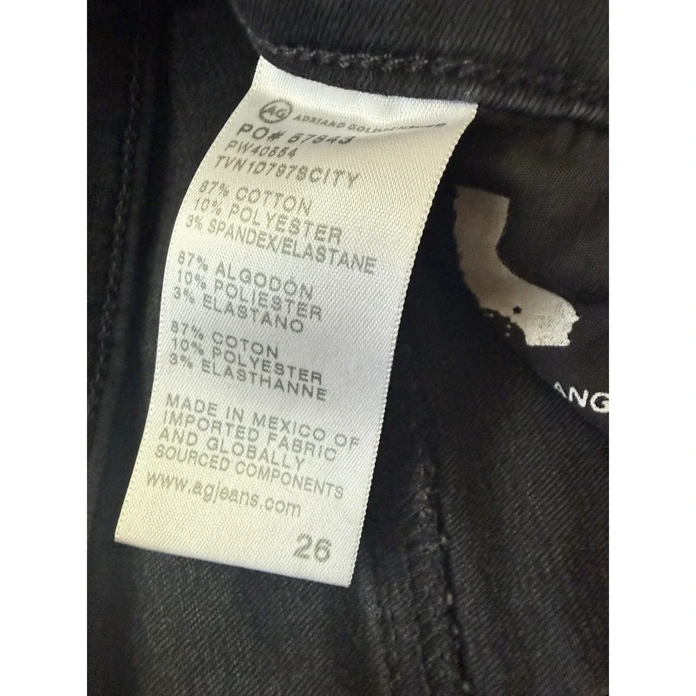 AG Adriano Goldschmied Mari Extended High Rise Slim Straight Jeans 26 Black